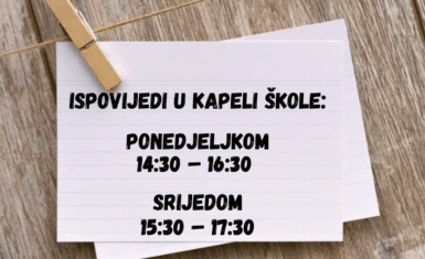 Novi raspored ispovijedi